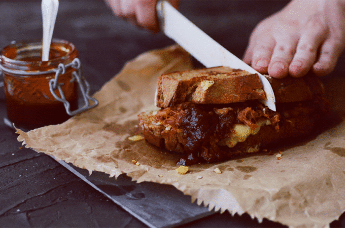 Bourbon-Bacon Pulled Pork Grilled Cheese